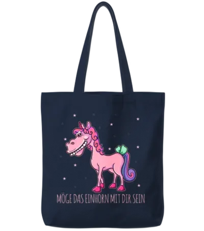 Funny Mythical Creatures, Dinosaurs, Funny Unicorn Tote Bags - Navy