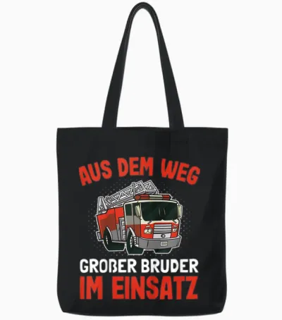 T-Shirt with German Text "großer Bruder Feuerwehr Tote Bags - Black