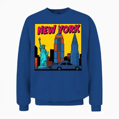 New York Pop Art Skyline Unisex Sweatshirt - Royal