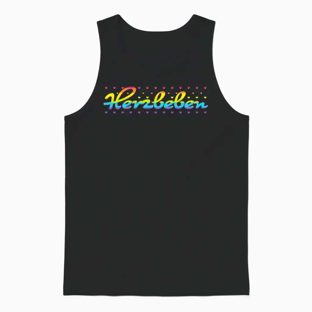 Herzbeben - Liebe, Gefühl, Regenbogen, Liebe, Herz Unisex Tank Top in Black