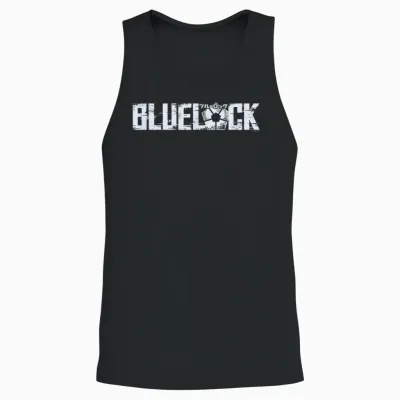 Blue Lock Official Epic Bold Distressed Glitch Chest Logo Unisex Tank Top - Black