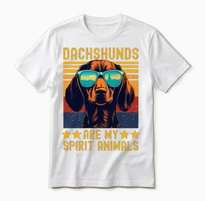 Dachshund with Sunglasses Retro Unisex T-Shirt - White