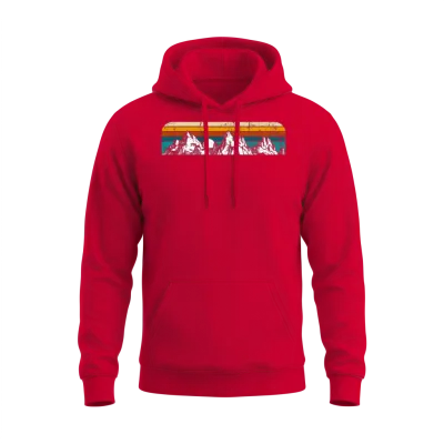 Retro Mountain Sunset Unisex Hoodie - Red