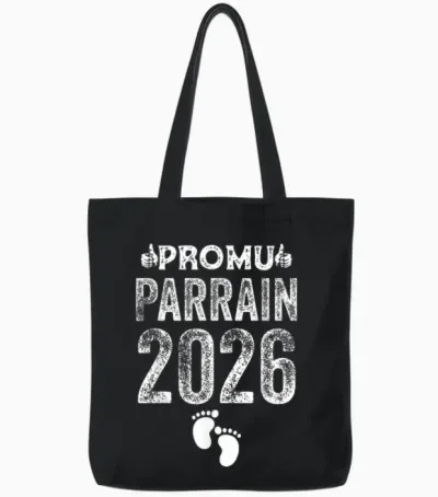 Promu Parrain 2026 Humour Futur Parrain Cadeau Annonce Tote Bags - Black