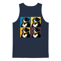 Pop Bernese Mountain Dog Dog Portrait Unisex Tank Top - Navy – 1
