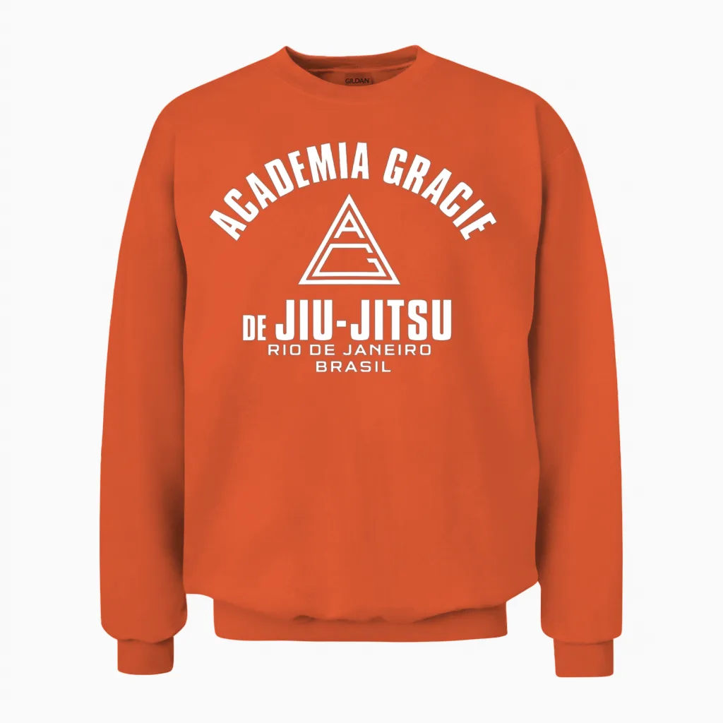 Academia Gracie De Jiu Jitsu Rio De Janeiro Unisex Sweatshirt in Orange