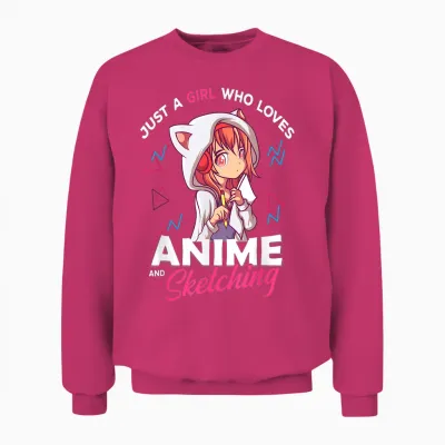 Just a Girl Who Loves Anime and Sketching Otaku Anime Merch T-Shirt Small Unisex Sweatshirt - Heliconia
