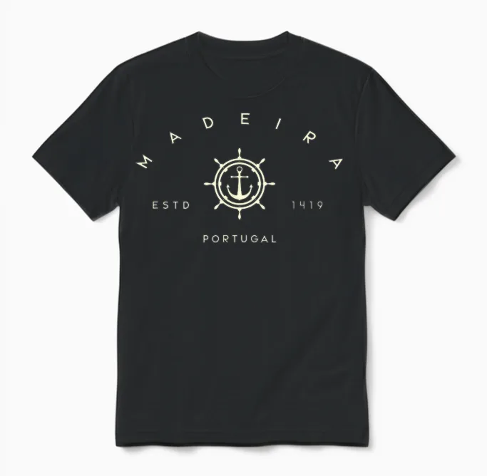 Madeira Portugal - Madeira Portugal Anchor Unisex T-Shirt in Black