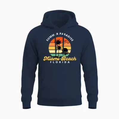 Miami Beach Unisex Hoodie - Navy