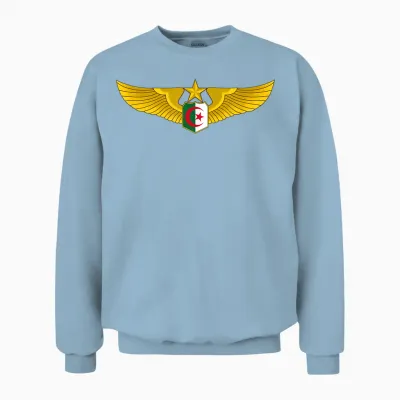 Large Flag Algeria Air Force T-Shirt, Black, S Unisex Sweatshirt - Light Blue