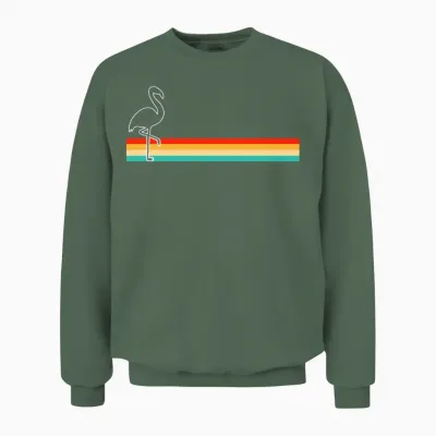 Flamingo Retro Unisex Sweatshirt - Military Green