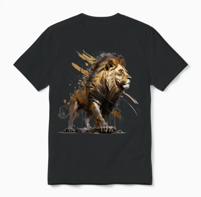 Lion Walking, Lion Wildlife Unisex T-Shirt in Black