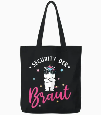 Women's Security of the Bride Unicorn Hen Night Party T-Shirt, Black, S Tote Bags - Black