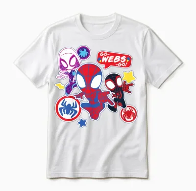 Kinder Marvel Spidey and His Amazing Friends Go-Webs-Go Boys Unisex T-Shirt - White