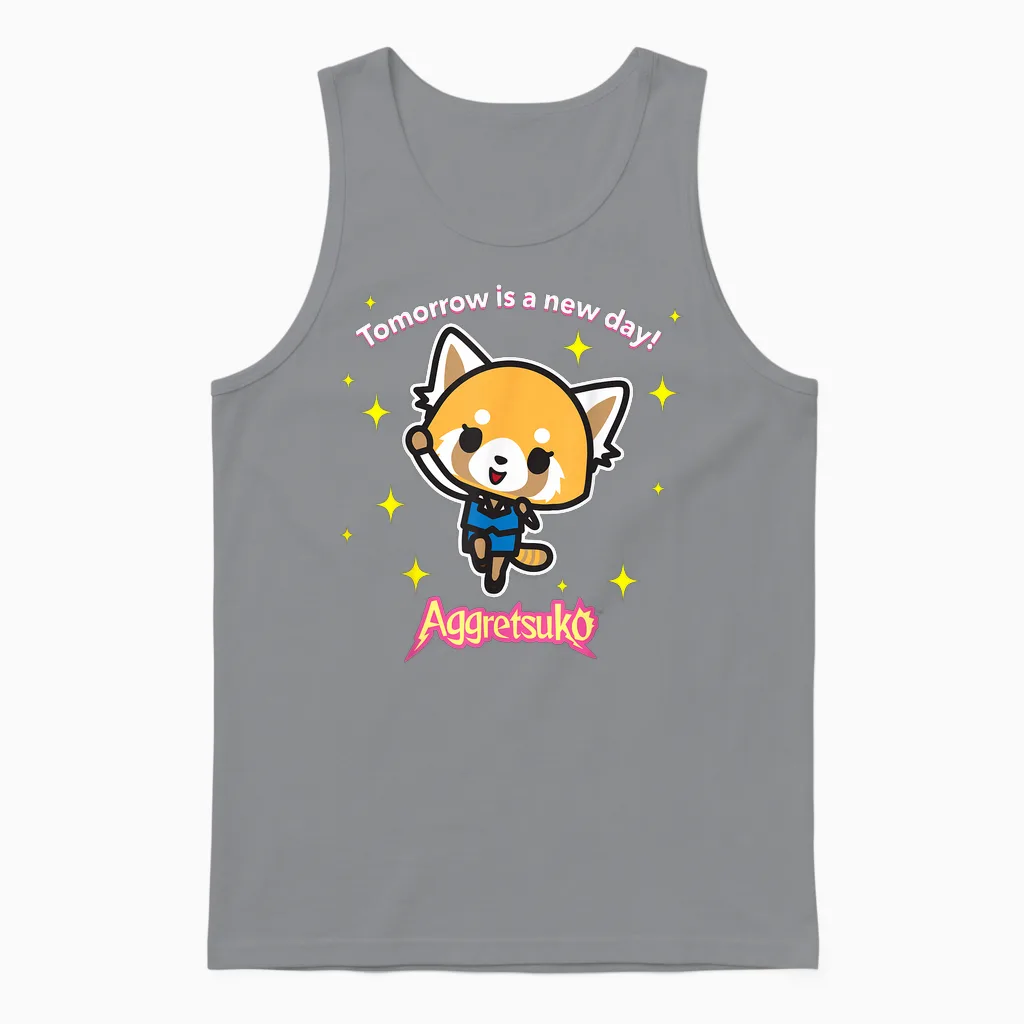 Aggretsuko "tomorrow Is a New Day" Unisex Tank Top in Sport Grey