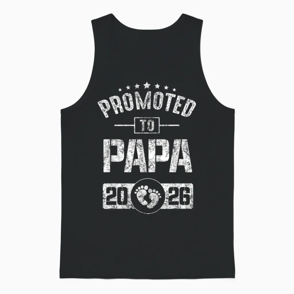 Mens Soon to Be Papa Est.2026 Father's Day First Time Dad Unisex Tank Top in Black