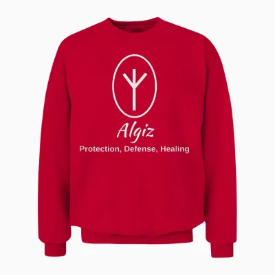 Algiz Rune Shirt Geschenk Wikinger Rune Zum Schutz Unisex Sweatshirt - Red