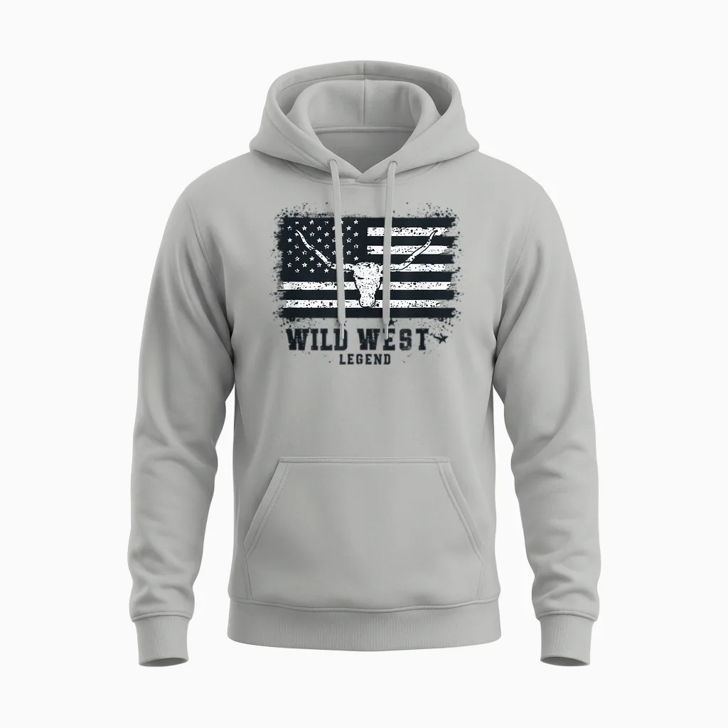 Wild West Legend | Western Country Cowboy Men's T-Shirt, White Unisex Hoodie in Ash