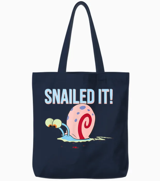 Gary the Snail - Snailed It! Tote Bags in Navy