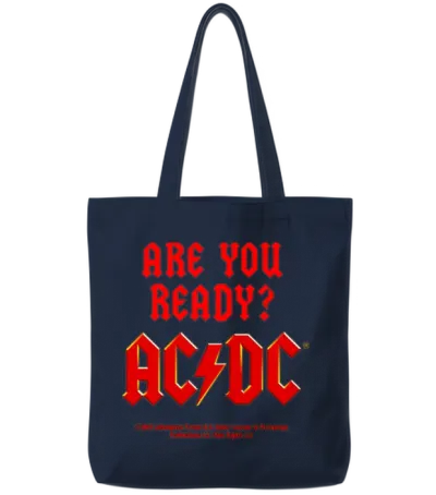 Ac/dc Red Logo Are You Ready? Tote Bags - Navy