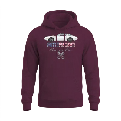 American Muscle Cameo White W Orange Graphics Unisex Hoodie - Maroon