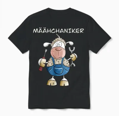 Funny Sheep Word Game Mowing Caniker I Mechanic Screwdriver T-Shirt, Black Unisex T-Shirt - Black