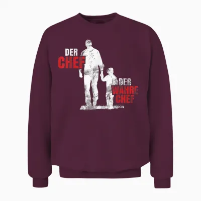 Der Chef Der Wahre Chef Vater Sohn Papa Vatertag Kind Unisex Sweatshirt - Maroon