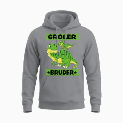 Dinosaur Big Brother 2025 Cute T-Rex Dino Unisex Hoodie - Sport Grey