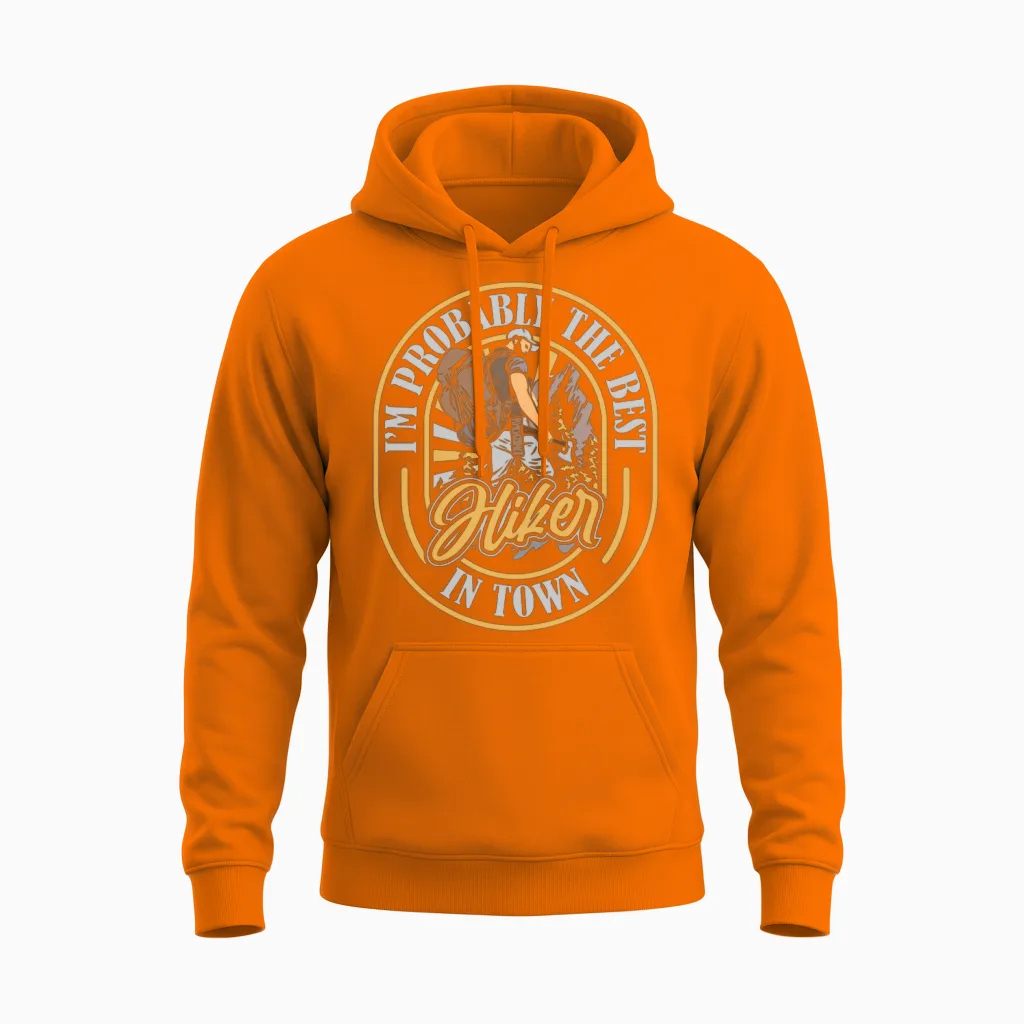 Hiking Hike Funny & Outdoors Gift Unisex Hoodie in Safety Orange