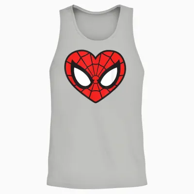 Marvel Spider-Man Modern Heart Mask Logo Unisex Tank Top - Ash