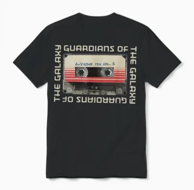 Guardians of the Galaxy Vol.2 Cassette T-Shirt, Black Unisex T-Shirt - Black