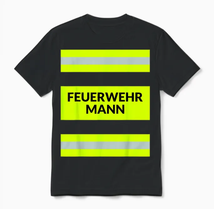 Feuerwehr Feuerwehrmann Kostüm Karneval Fasching Beruf Unisex T-Shirt in Black