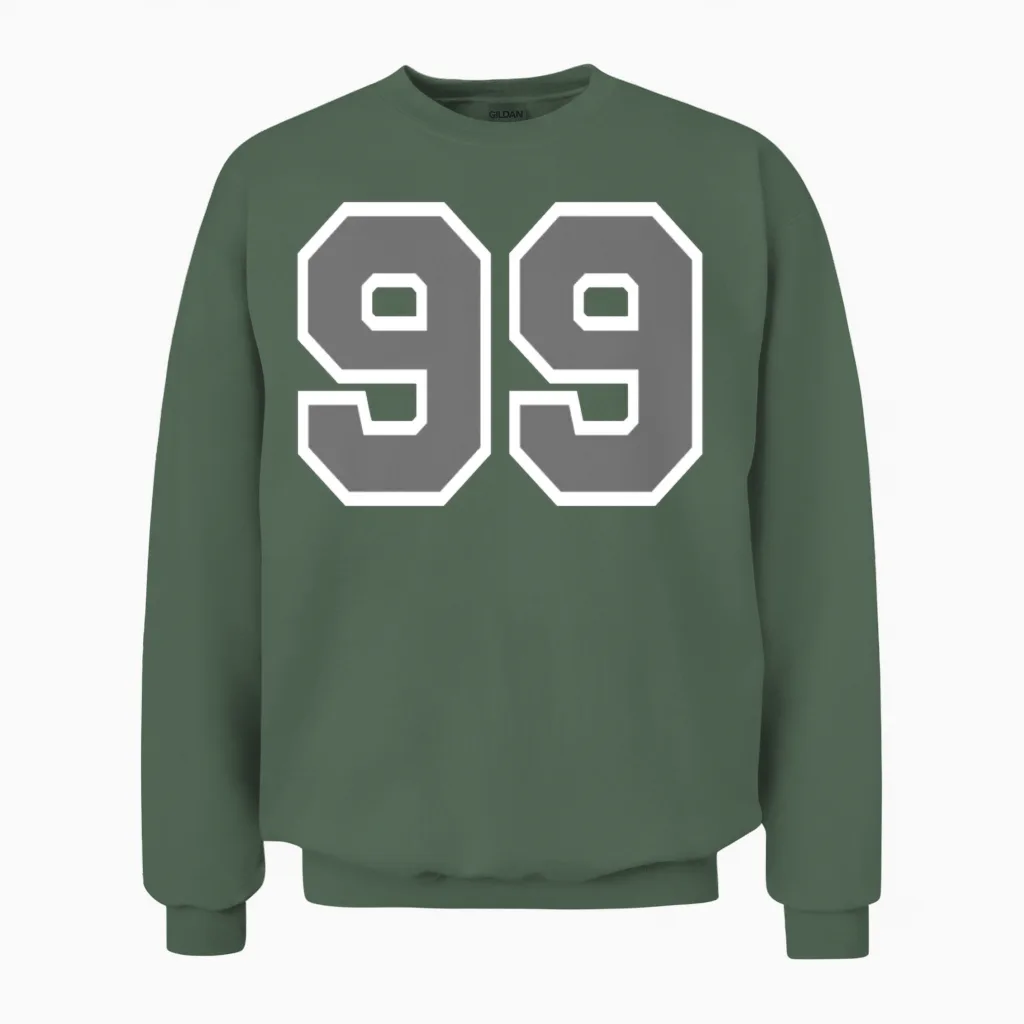 Number 99 Unisex Sweatshirt in Military Green