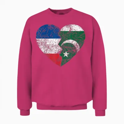 French Pakistani Heart Flag | France Pakistan Roots Vintage T-Shirt, Black, S Unisex Sweatshirt - Heliconia