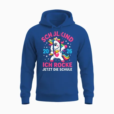 Mädchen Schulkind 2026 Ich Rocke Jetzt Die Schule Einhorn Unisex Hoodie - Royal