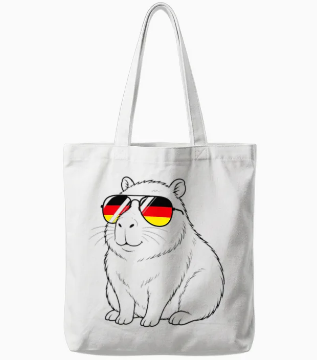 Deutsche Flagge Capybara Deutsch Deutschland Wasserschweine Tote Bags in White