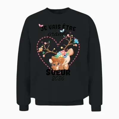 Child Pregnancy Announcement | Je Vais Etre Grande Soeur 2026 Unisex Sweatshirt - Black