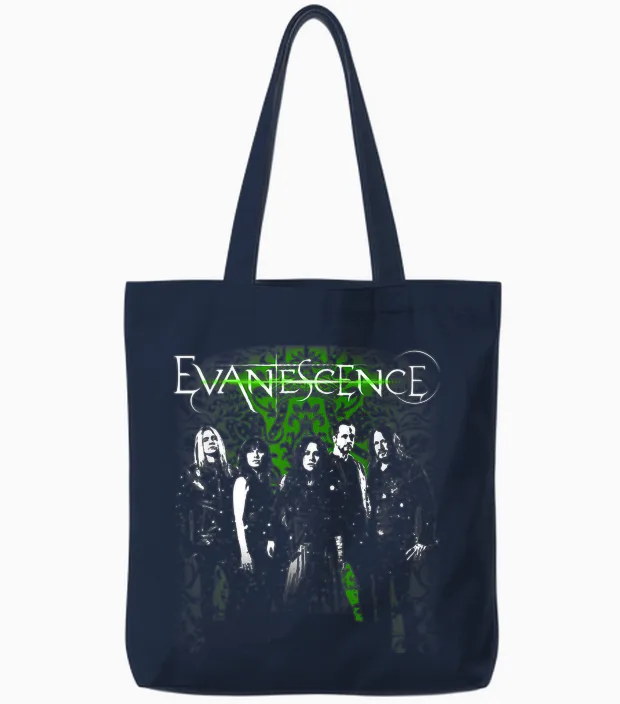 Evanescence Band Photo Green Tote Bags in Navy