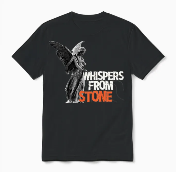 Angel Statue with Bold Typography Unisex T-Shirt in Black