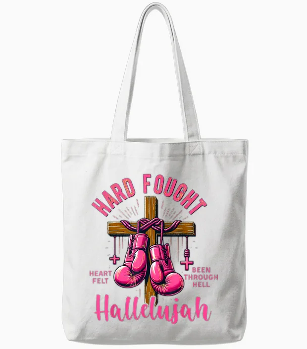 Brandon Hard Fought Hallelujah Praise Jesus Lake Tote Bags in White
