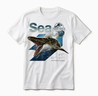 Jurassic World Rebirth Mosasaurus Sea Dinosaur T-Shirt, Black, S Unisex T-Shirt - White