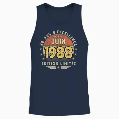 Juin 1988 Cadeau Anniversaire Juin 1988 38 Ans Homme Femme Unisex Tank Top - Navy