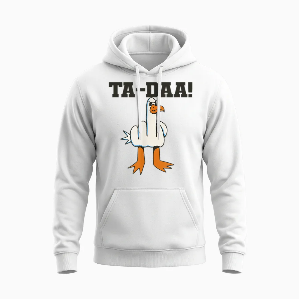 Möwe Mittelfinger Stinkefinger Frech Süß Unisex Hoodie in White