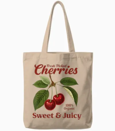 Fresh Picked Cherries Fresh and Juicy Outfit Mit Kirschen Tote Bags - Natural