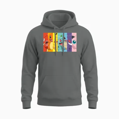 Pokémon Group Shot Poke Portrait Rainbow Unisex Hoodie - Graphite Heather