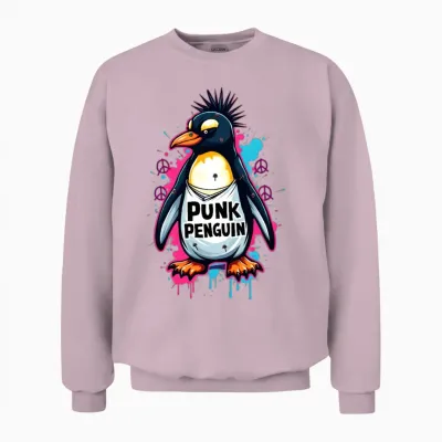 Punk Penguin Unisex Sweatshirt - Light Pink