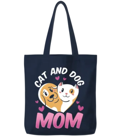 Cat and Dog Mom Cats Lover Dogs Tote Bags - Navy