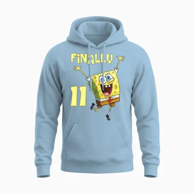 Original Spongebob Square Pants - 11th Birthday. Finally 11. Unisex Hoodie - Light Blue