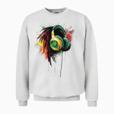 Reggae Music Jamaica Rasta Roots Jamaica Long Sleeve Helmet Unisex Sweatshirt - White