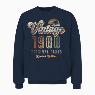Vintage 1980 Limited Edition 45th Anniversary Palm Retro Unisex Sweatshirt - Navy